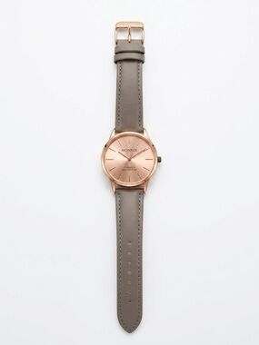 Monroe by Maestro Classique Rose Gold Watch Grey Leather Minimalist